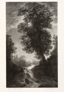 Een waterval bij maanlicht, 1887 door Stephen Greeley Putnam