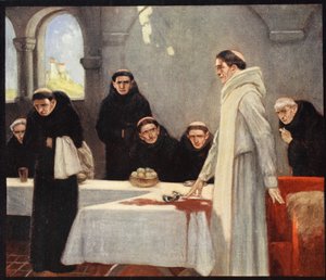 Sint Benedictus en de monniken, illustratie uit 