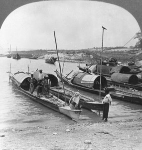 Boten op de Irrawaddy-rivier, Mingun, Birma, 1908