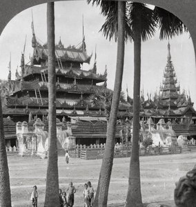 Tempel van de heidense koningen bij Aindow Yak Pagoda, Mandalay, Birma, 1908 door Stereo Travel Co