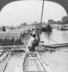 Vlotten op de Irrawaddy-rivier, Mandalay, Birma, 1908 door Stereo Travel Co