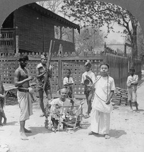Scène tijdens een festival, Birma, 1908