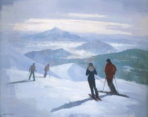 Skiërs op besneeuwde bergtoppen door Steve Mitchell