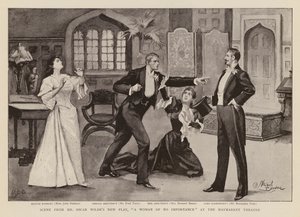 Scène uit het toneelstuk, A Woman of No Importance, door Oscar Wilde