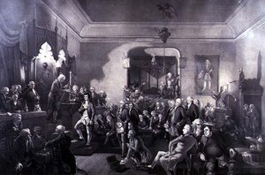 De inauguratie van Robert Burns (1759-96) als Dichter Laureaat in de Lodge, Canongate, Edinburgh door Stewart Watson