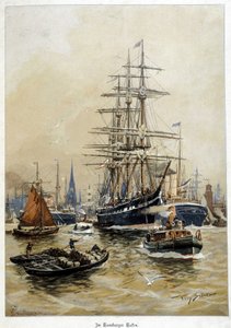 De haven van Hamburg, begin 20e eeuw door Willy Stoewer 