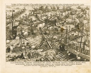 De slag bij Lepanto op 7 oktober 1571, ca. 1578 door Stradanus