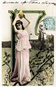 F: Mlle Beauregard, artiest uit de jaren 1900 - alfabet in ansichtkaart