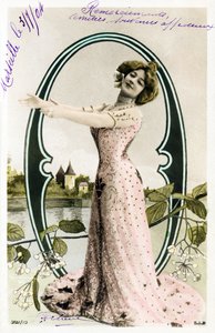 O b: Agustina Otero Iglesias, alias Caroline Otero genaamd La Belle Otero, zangeres, cabaretdanseres en belangrijke courtisane uit de Belle Epoque - Alfabet op ansichtkaart