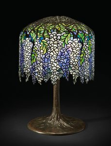 Wisteria tafellamp, ca. 1910 door Studios Tiffany