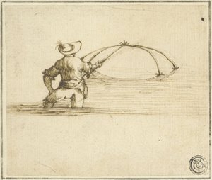 Visser met Net door Style of Jacques Callot