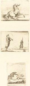 Blad met Etsen door Style of Jacques Callot