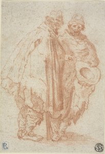 Twee mannen met baarden en gerafelde mantels door Style of Jacques Callot