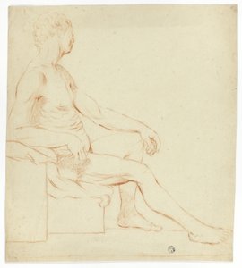 Zittend Academisch Mannelijk Naakt door Style of Jacques Louis David