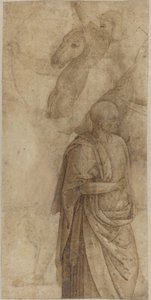 Ruiter en Staande Gedrapeerde Man, naar de Oudheid door Style of Pietro Perugino