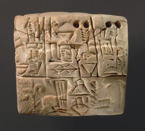 Spijkerschrifttablet met gerstdistributierekeningen, ca. 3000 v.Chr.