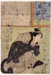 Sawamura Kunitaro II als de vrouw Kojoro, uit het toneelstuk Hanafubuki Utanonadokoro