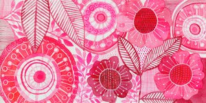 Speelse roze bloemen door Susan Black