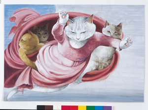 Illustratie uit Cats Galore! A Compendium of Cultured Cats (pub. 2015) door Susan Herbert