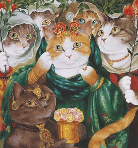 Illustratie uit Cats Galore! A Compendium of Cultured Cats (pub. 2015) door Susan Herbert