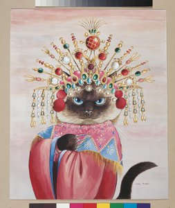 Illustratie uit Cats Galore! A Compendium of Cultured Cats (pub. 2015) door Susan Herbert
