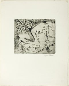 Vrouwen en kind aan de rand van het water door Suzanne Valadon