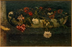 Stilleven met bloemen in schaal door Suze Robertson
