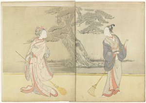 Kalenderafdruk van Meiwa 2 en een Mitate van het No_ toneelstuk Takasago, 1765 door Suzuki Harunobu