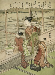 Dubbelbloemige kers: Motoura van de Minami Yamasakiya door Suzuki Harunobu