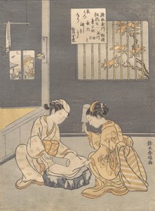 Volledige doek bij de Juweelrivier Kinuta no Tamagawa, ca. 1768 door Suzuki Harunobu