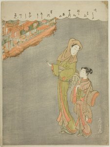 Naar het theater gaan door Suzuki Harunobu
