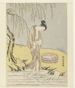 Laken wassende vrouw door Suzuki Harunobu