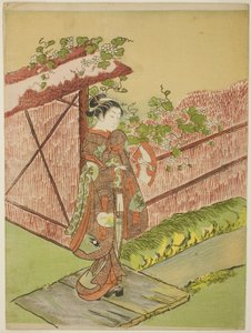 Ontmoeting met haar minnaar (parodie op het Yugao-hoofdstuk van "Verhaal van Genji") door Suzuki Harunobu