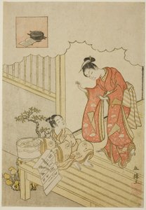 Ono no Komachi wast het boek door Suzuki Harunobu
