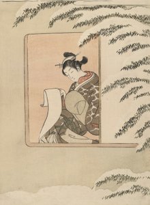 Parodie van Sun Kang, ook bekend als Sneeuw bij het Raam door Suzuki Harunobu