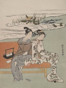 Parodie op keizer Xuanzong en Yang Guifei door Suzuki Harunobu