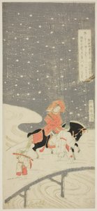Sano Oversteek bij Miwagasaki (Miwagasaki Sano no watari) door Suzuki Harunobu