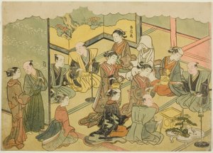 De Ceremoniële Sake (Konrei sakazuki), het vierde blad van de serie "Huwelijk in Brokaatprenten, de Koets van de Deugdzame Vrouw (Konrei nishiki misao-guruma)"