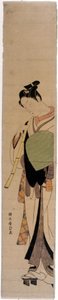De courtisane Hinatsuru. Prenten door Harunobu Suzuki.