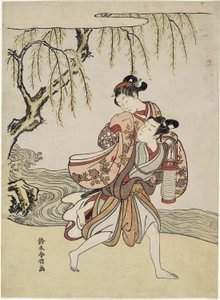 De Ontvoering (parodie op Akutagawa episode uit "Verhalen van Ise") door Suzuki Harunobu
