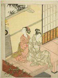 De Avondklok van de Klok (Tokei no bansho), uit de serie "Acht Zichten van de Salon (Zashiki hakkei)" door Suzuki Harunobu