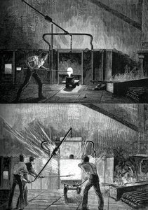 Puddlers aan het werk, c1880 door Swain