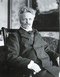 August Strindberg in zijn huis in Stockholm