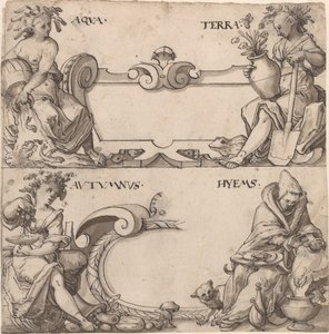 Water en Aarde/Herfst en Winter door Swiss 16th Century