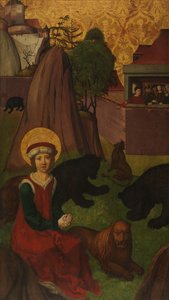 St. Agapitus van Praeneste in de arena, de onthoofding van St. Agapitus..., ca. 1500-1505 door Swiss Painter