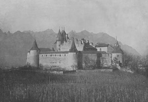Aigle, Le Chateau (zwart-wit foto)