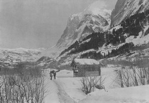 Winterlandschap in Grindelwald en de Wetterhorn