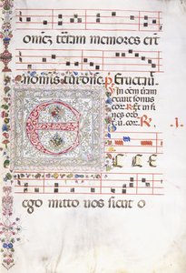 Een grote versierde initiaal "E", ca.1500