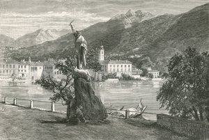 Lugano, met het standbeeld van Tell door Vela door Swiss School
