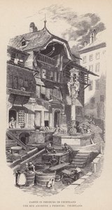 Partij in Freiburg im Uechtland, Een Oude Straat in Fribourg, Uechtland door Swiss School